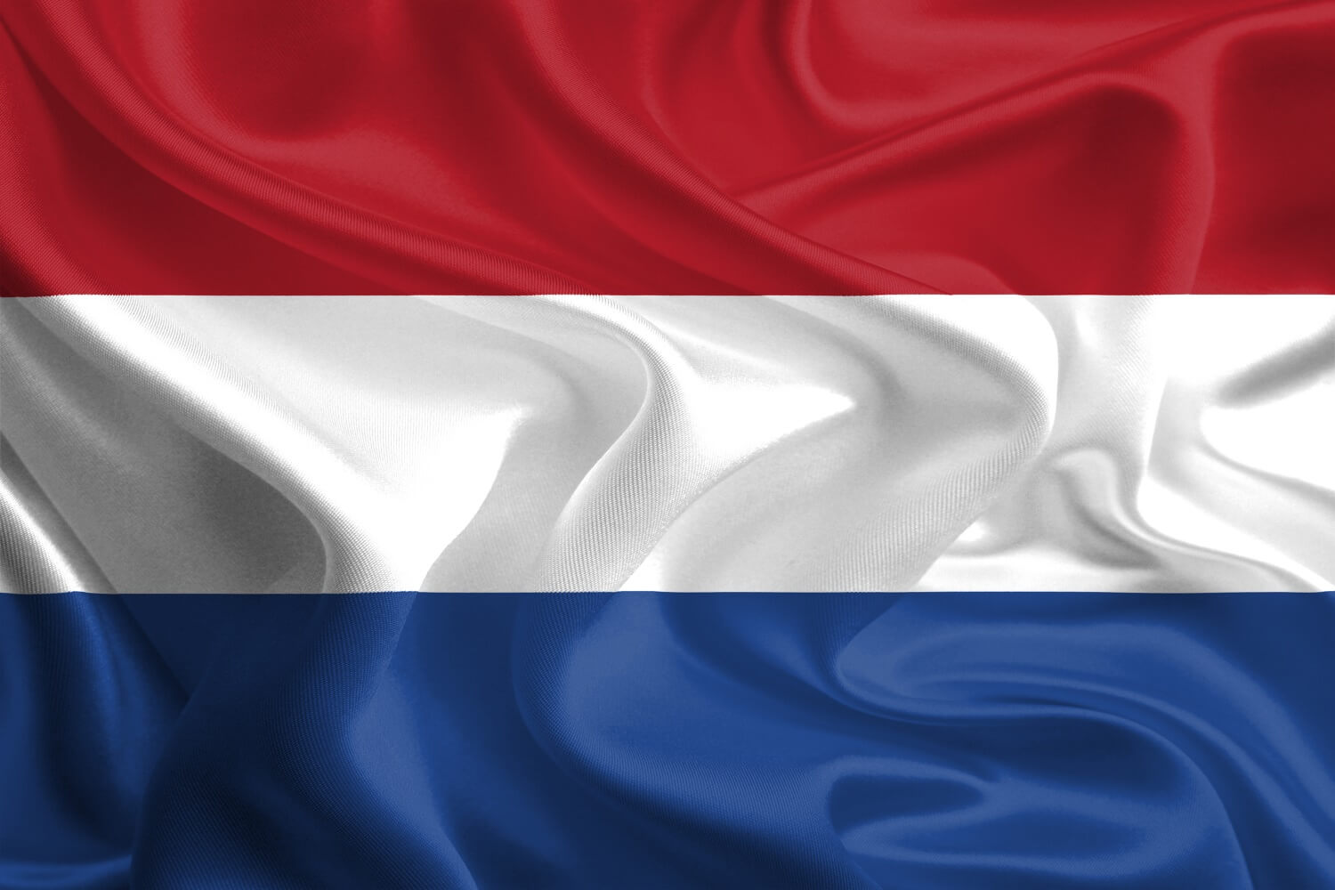 Die Flagge der Niederlande in Blau, Weiß und Rot füllt das Bild komplett aus.